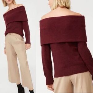 Club Monaco | Burgundy Off-the-Shoulder Sweater, L